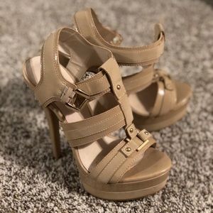 Aldo Nude High Heel Strappy Pumps